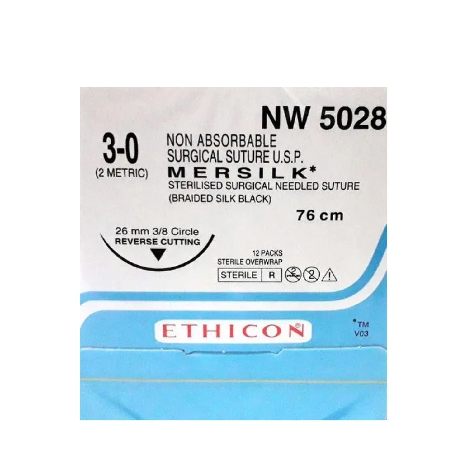 Ethicon Mersilk #3-0 Black Braided Suture