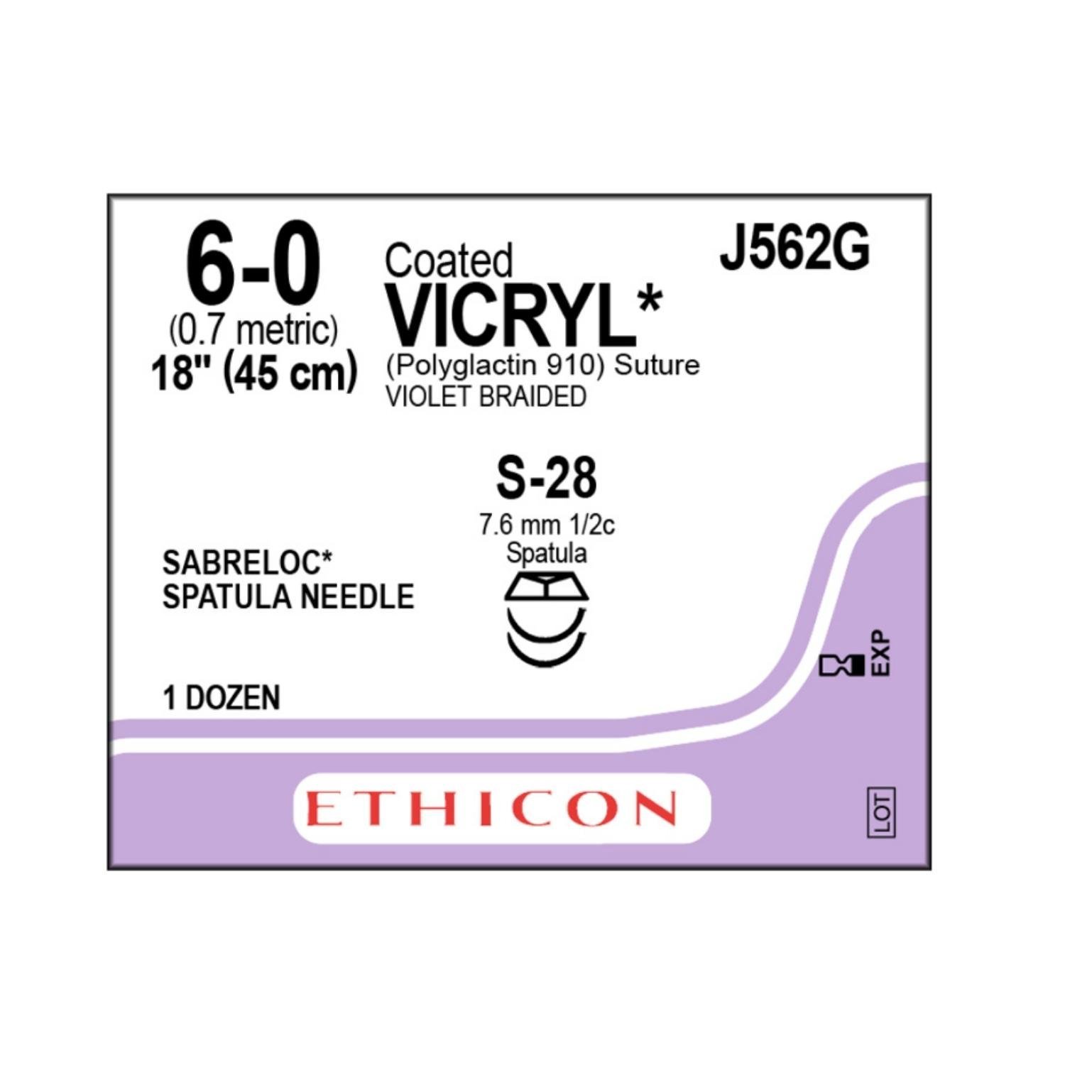 Ethicon Vicryl #6-0 Absorbable Violet Braided Suture